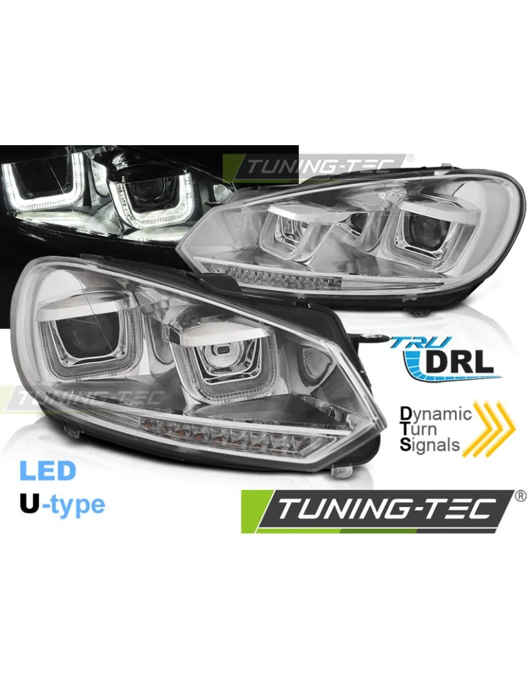 Phares à LED chromés pour VW GOLF 6 08-12