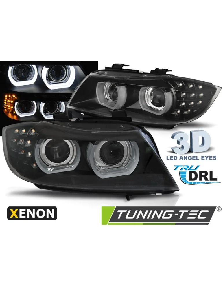Phares au xénon noirs pour BMW E90/E91 09-11