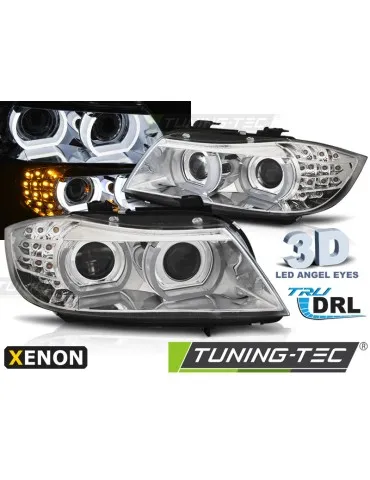 Phares au xénon chromés pour BMW E90/E91 09-11