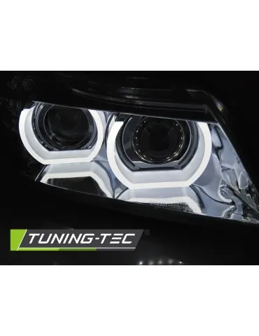 Phares au xénon chromés pour BMW E90/E91 09-11
