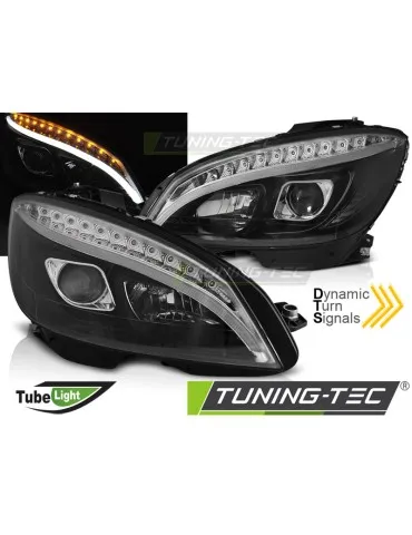 Phares à LED noirs pour MERCEDES W204 07-10