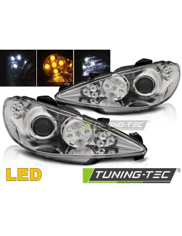 Phares à LED chromés pour PEUGEOT 206 02-ANGEL