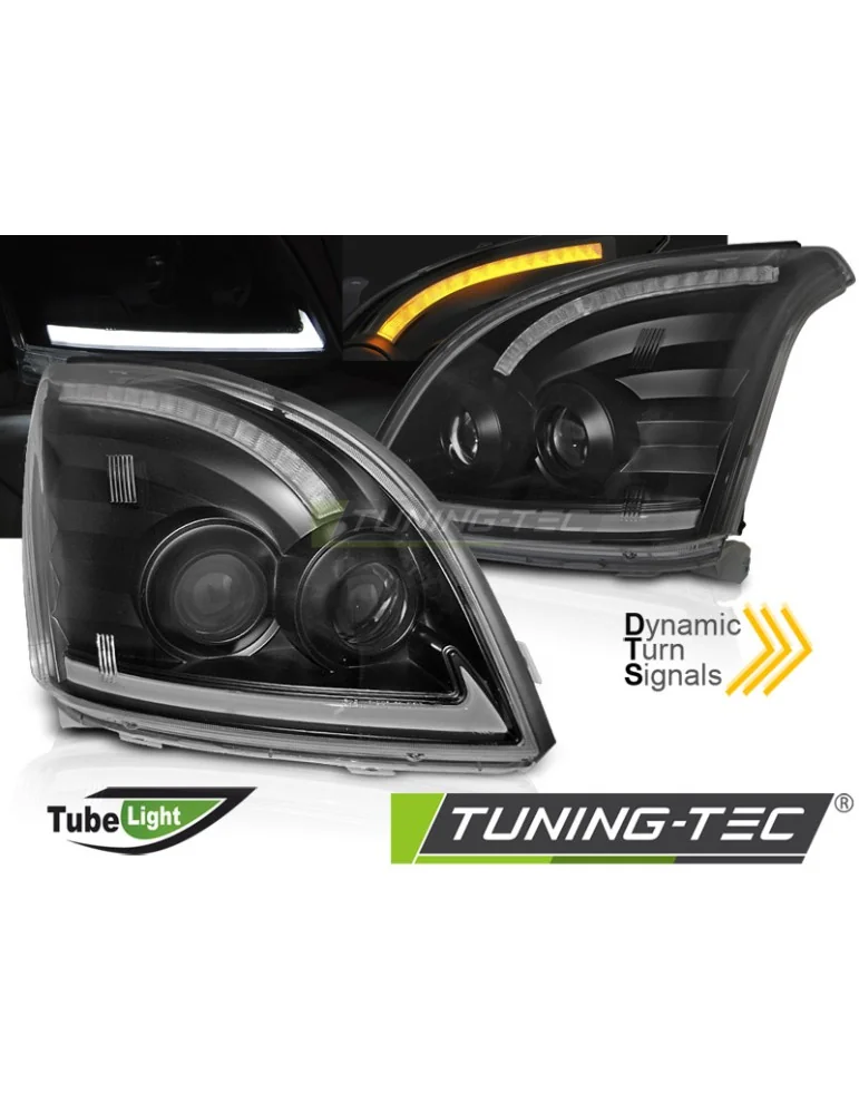 Phares à LED noirs pour TOYOTA LAND CRUISER 120 03-09