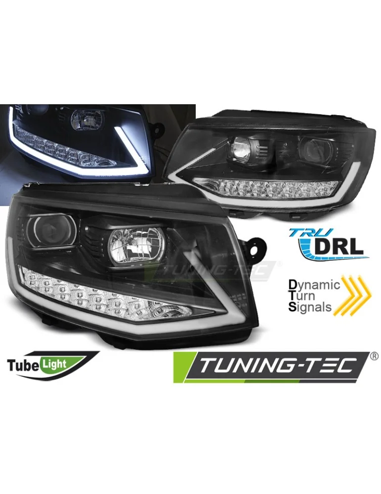 Phares à LED noirs chromés pour VW T6 15-19