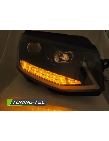 Phares à LED noirs chromés pour VW T6 15-19