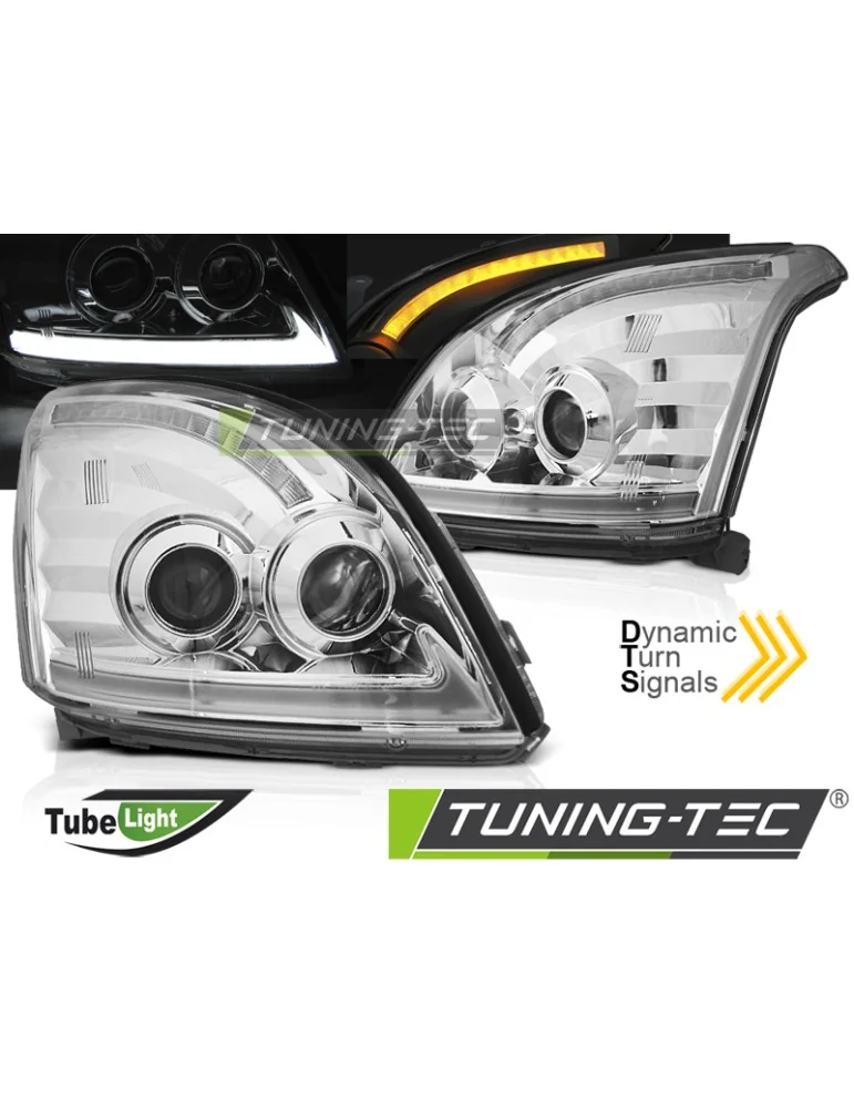 Phares à LED chromés pour TOYOTA LAND CRUISER 120 03-09