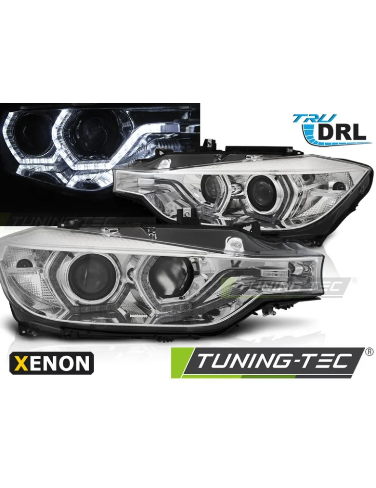 Phares au xénon chromés pour BMW F30/F31 10.11 05.15