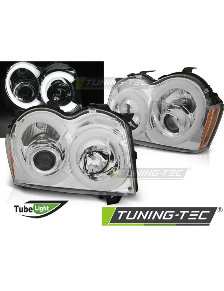 Phares à LED chromés pour CHRYSLER JEEP GRAND CHEROKEE 05-08