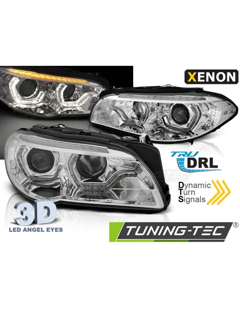 Phares au xénon chromés pour BMW F10/F11 10-13