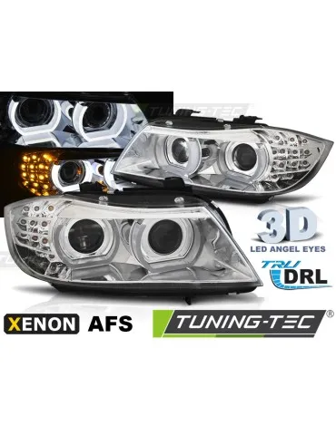 Phares au xénon chromés pour BMW E90/E91 09-11