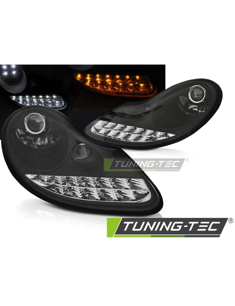 Phares à LED noirs pour PORSCHE BOXSTER 96-04 911 996