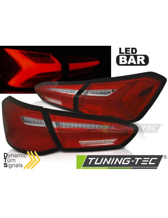 Feux arrière à LED rouges blancs pour Ford Focus 4 berline à hayon (2018 - 2021)