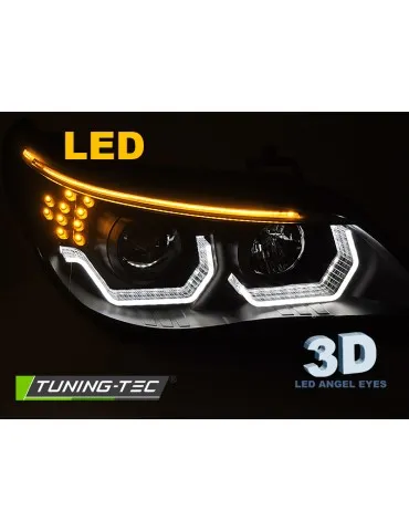 Phares à LED noirs pour BMW E60 E61 03-07