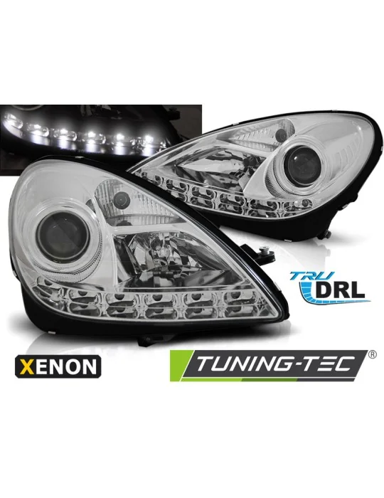 Phares au xénon chromés pour Mercedes R171 SLK (2004 - 2011)