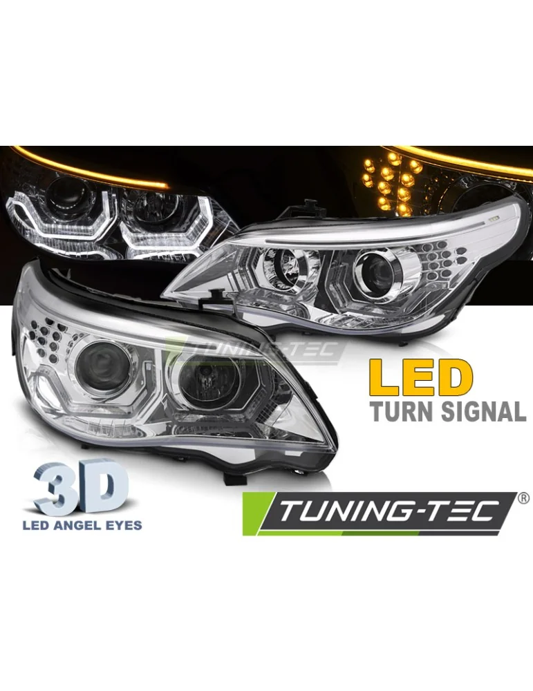 Phares à LED chromés pour BMW E60 E61 03-07