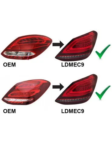 Feux arrière à LED rouges blancs pour MERCEDES C-CLASS W205 14-18