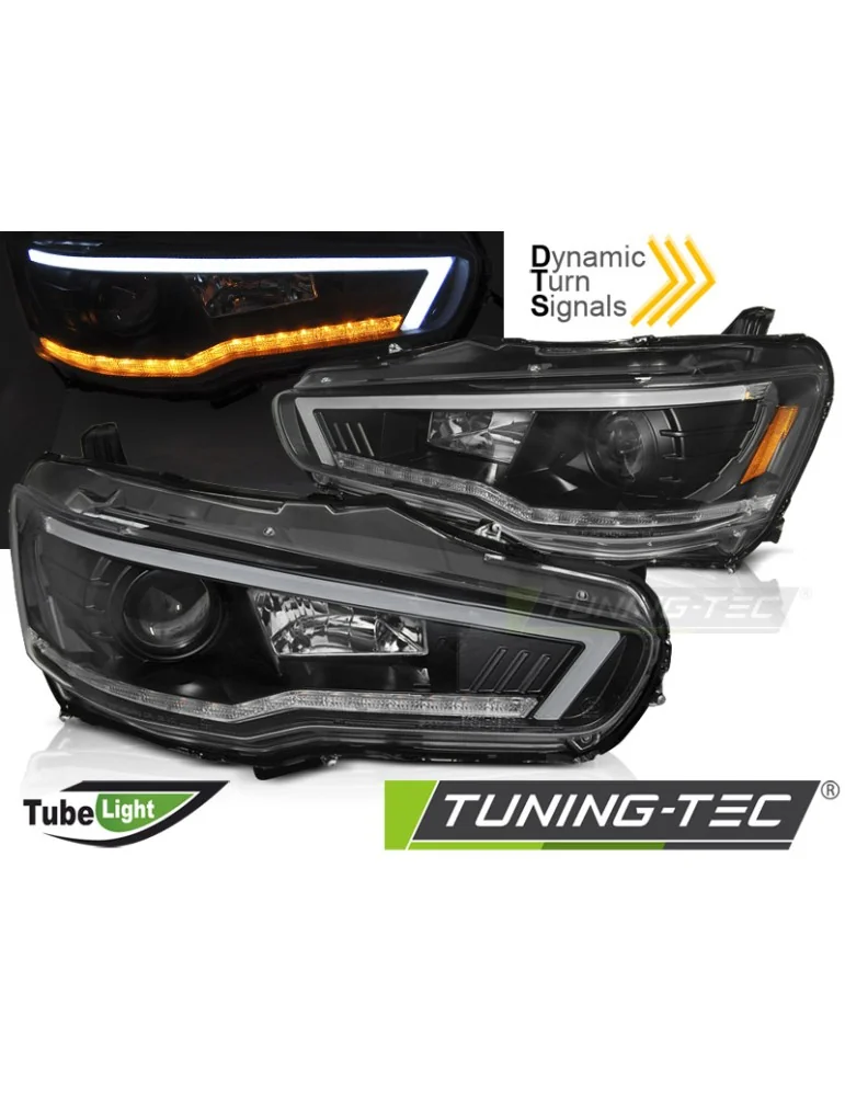 Phares à LED noirs pour MITSUBISHI LANCER 8 08-16
