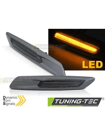 Répétiteurs latéraux à LED fumés aspect carbone pour BMW F10/F11 10-13