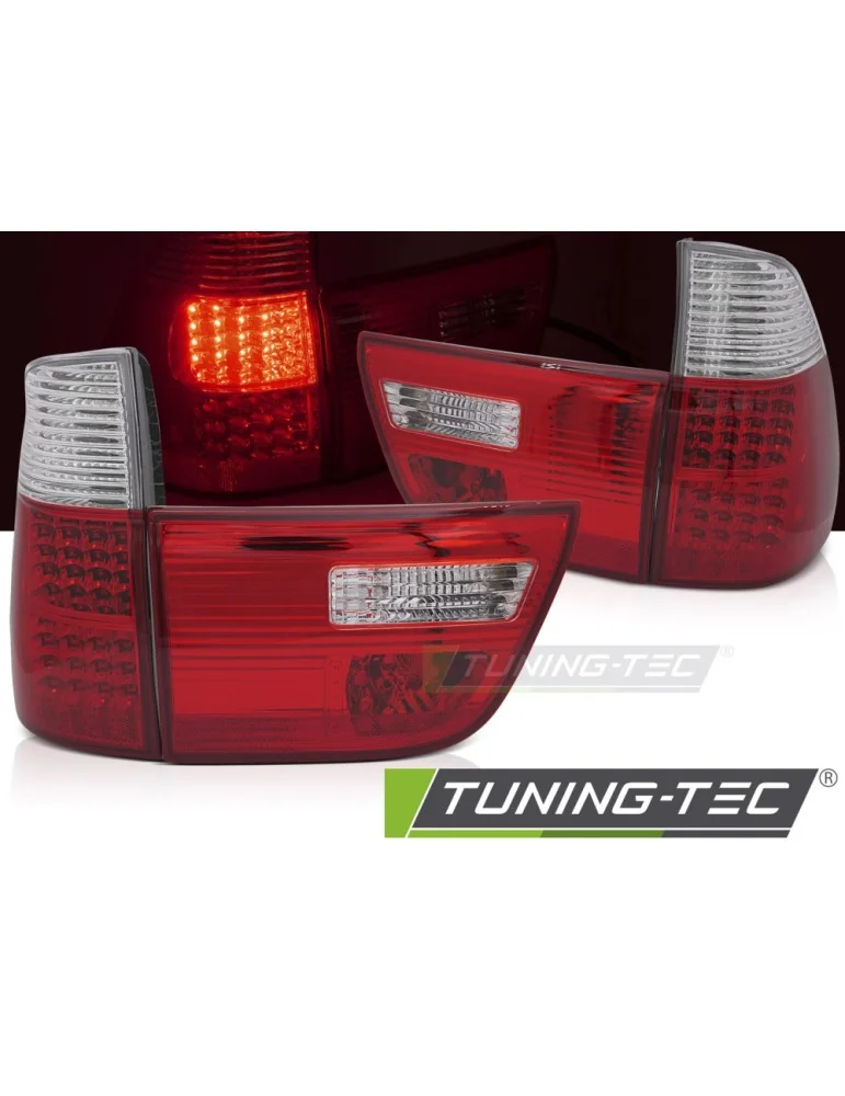 Feux arrière à LED rouges blancs pour BMW X5 E53 09.99-10.03