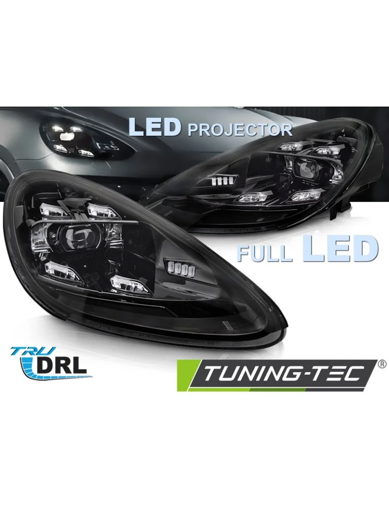 Phares à LED noirs pour PORSCHE CAYENNE 10-15