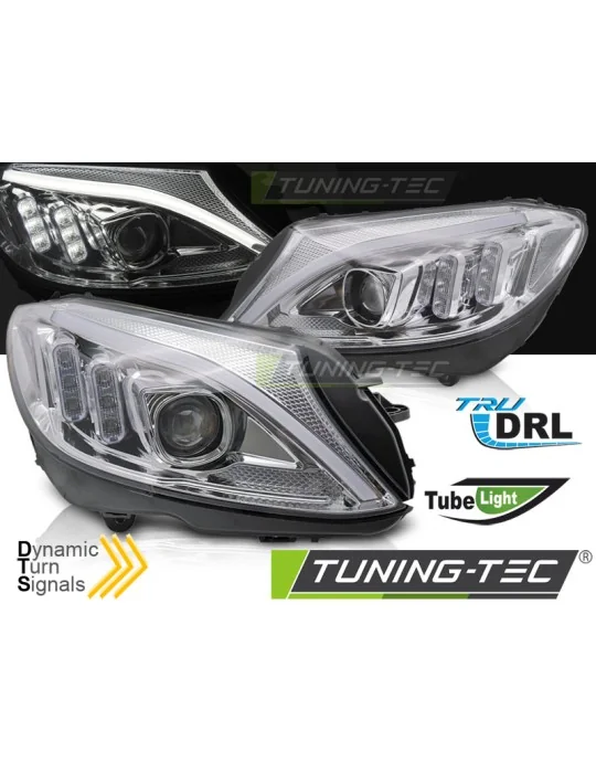 Phares à LED chromés pour Mercedes W205 (2014 - 2018)