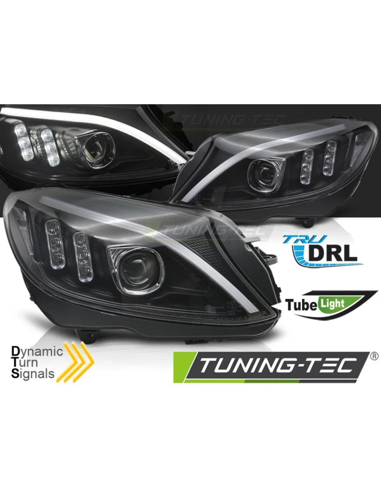 Phares à LED noirs pour MERCEDES W205 14-18