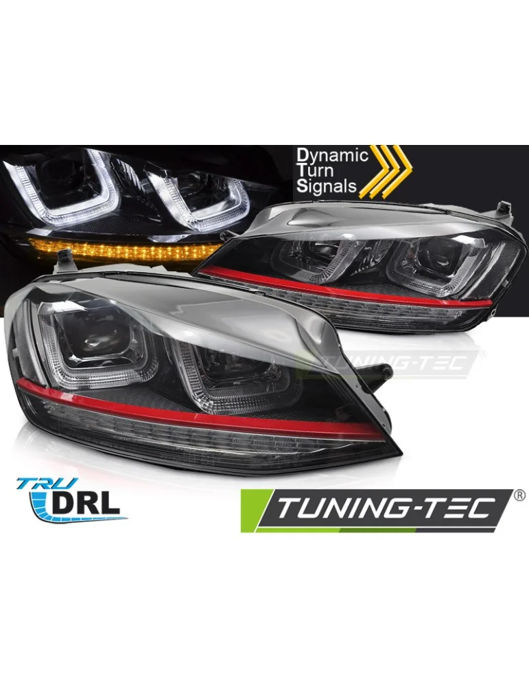 Phares noirs rouges pour VW GOLF 7 13-17