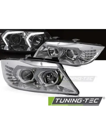 Phares à LED chromés pour BMW E90/E91 05-08