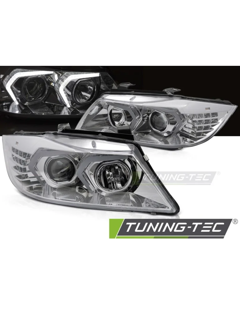 Phares à LED chromés pour BMW E90/E91 05-08