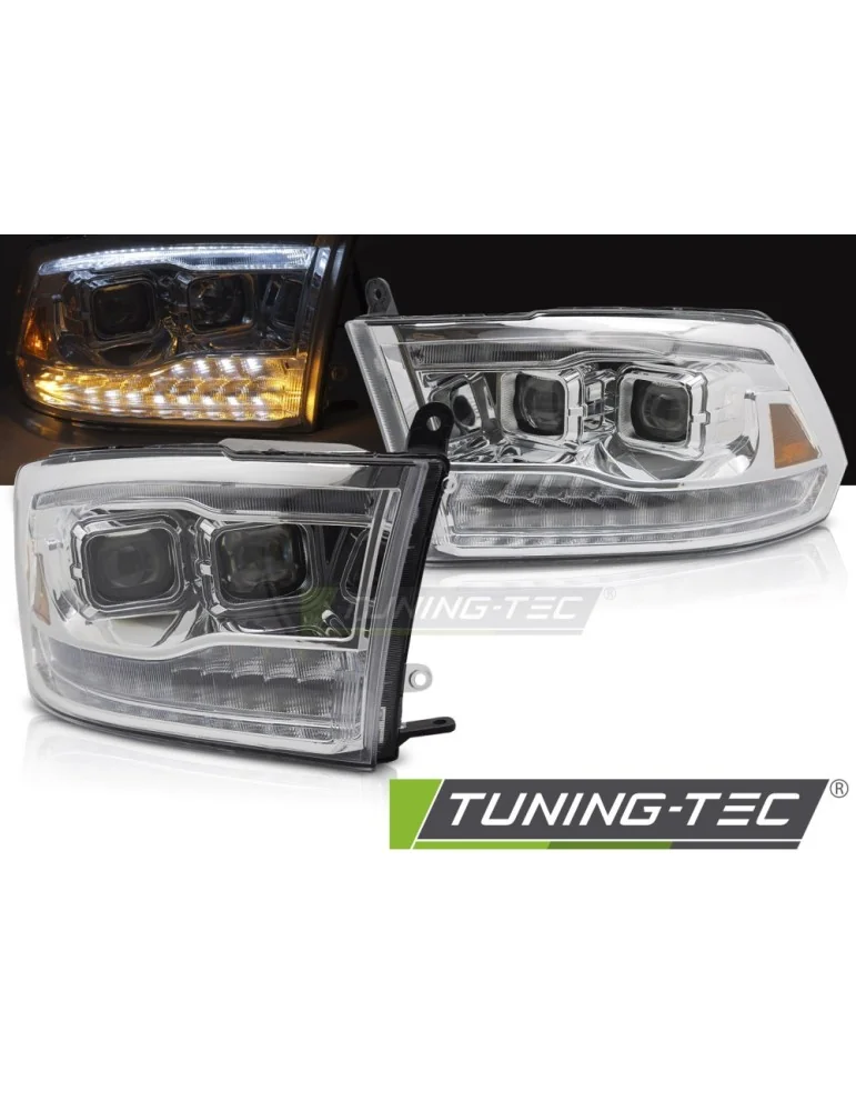 Phares à LED chromés pour DODGE RAM 09-18 DOUBLE