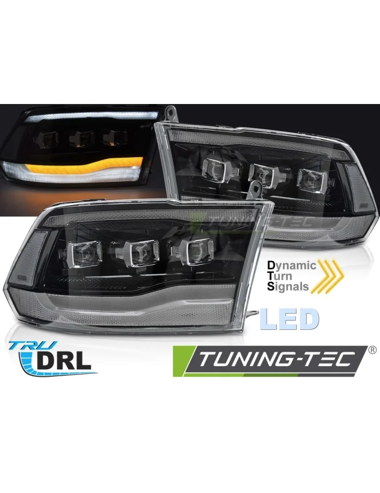Phares à LED noirs pour DODGE RAM 09-18