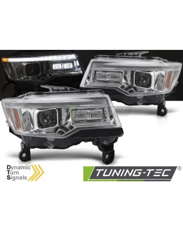 Phares à LED chromés pour CHRYSLER JEEP GRAND CHEROKEE 14-21