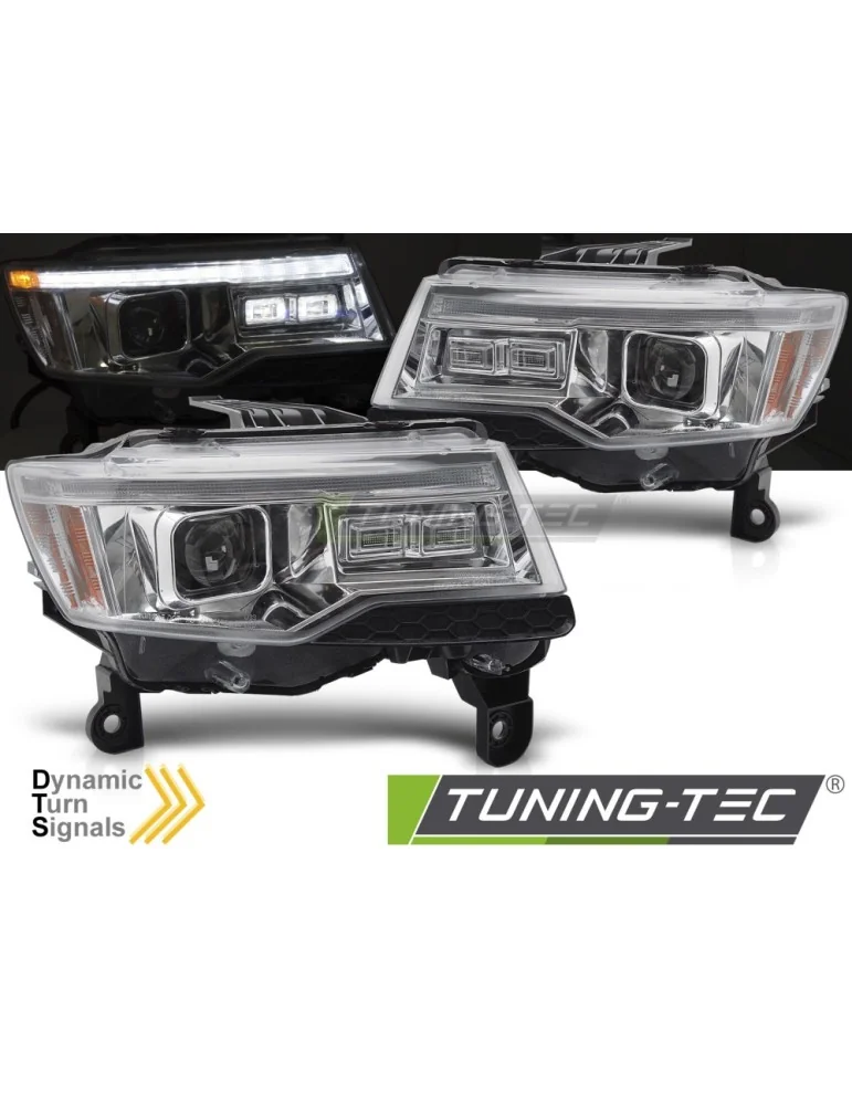 Phares à LED chromés pour CHRYSLER JEEP GRAND CHEROKEE 14-21