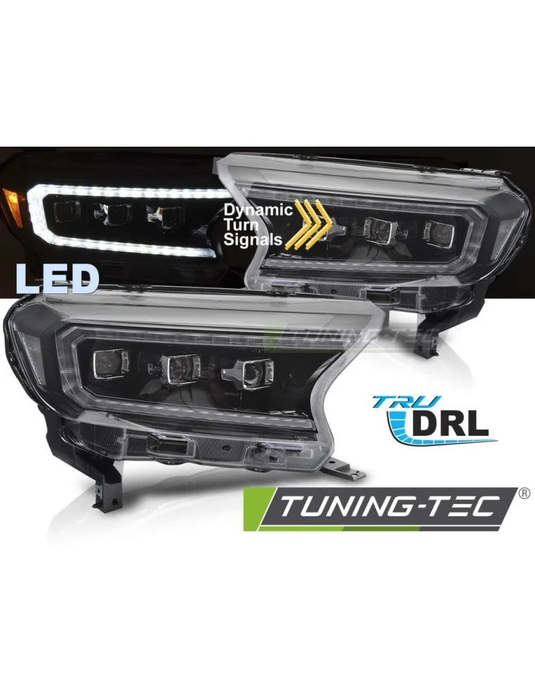 Phares Full LED noirs pour FORD RANGER V 16-22
