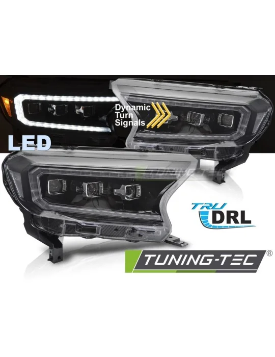 Phares tout LED noirs pour Ford Ranger V (2016 - 2022)