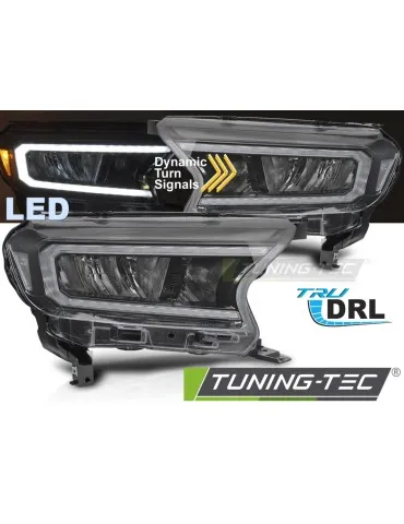 Phares Full LED noirs pour FORD RANGER V 16-22