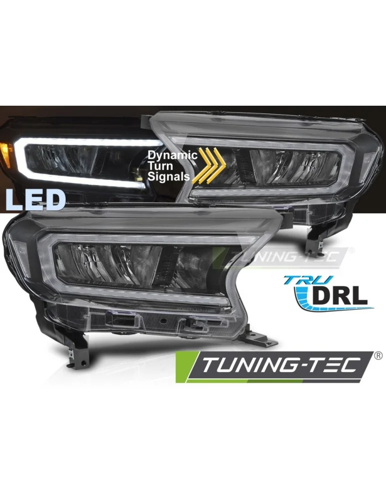 Phares Full LED noirs pour FORD RANGER V 16-22