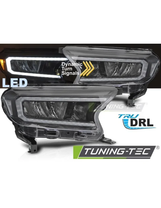 Phares tout LED noirs pour Ford Ranger V (2016 - 2022)