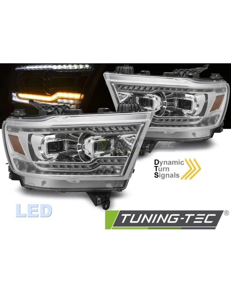 Phares Full LED chromés pour DODGE RAM 19-22