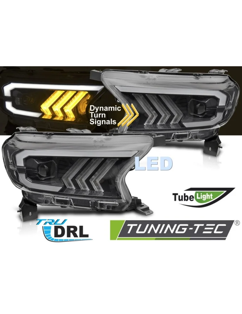 Phares Full LED noirs pour FORD RANGER V 16-22