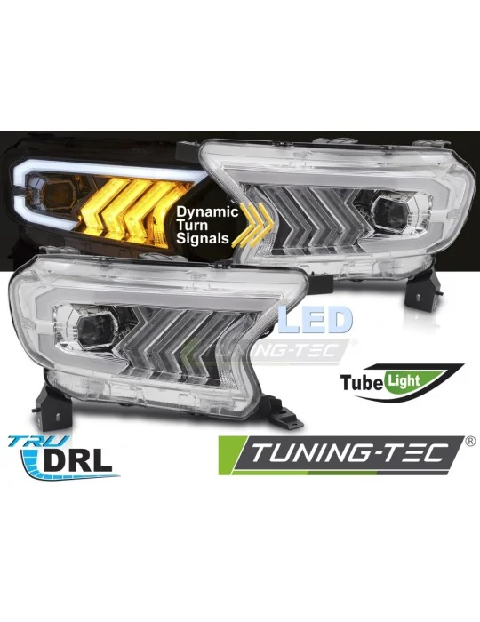 Phares tout LED chromés pour Ford Ranger V (2016 - 2022)
