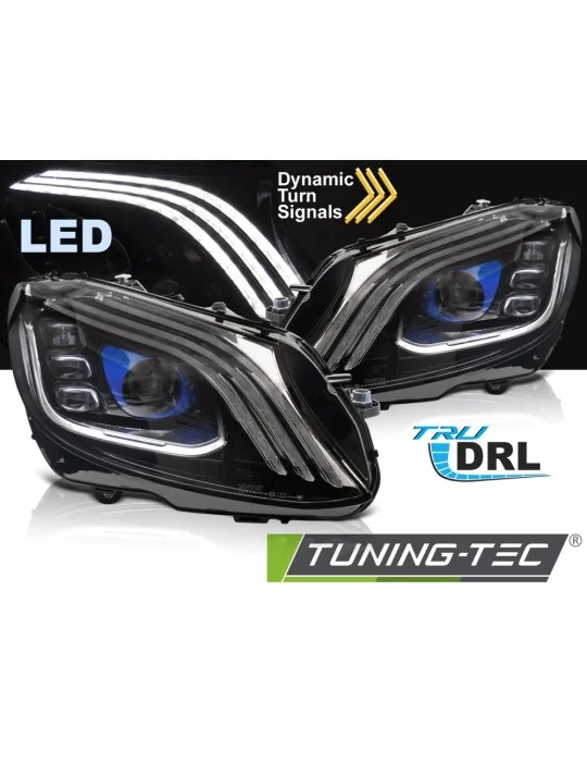 Phares tout LED noirs pour Mercedes W205 (2014 - 2021)