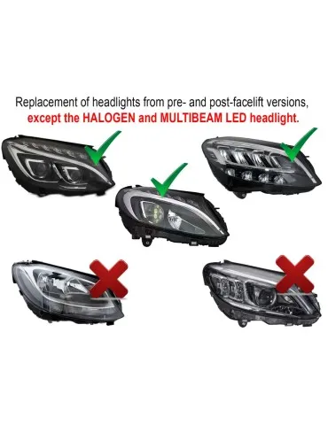 Phares Full LED noirs pour MERCEDES W205 14-21