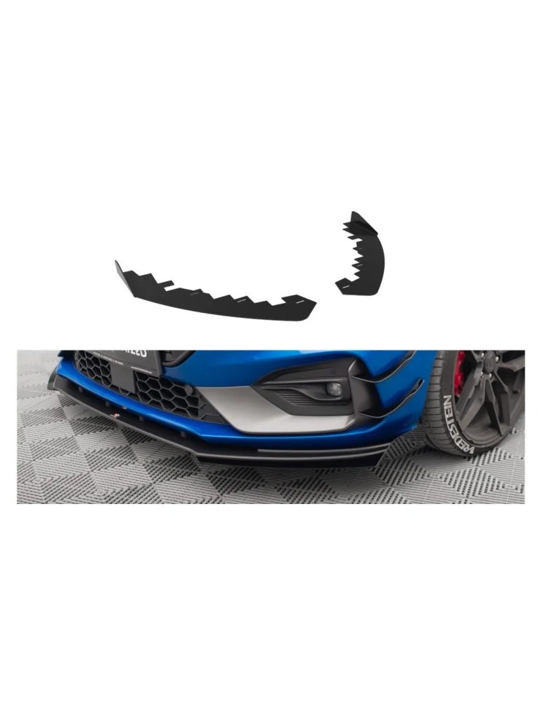 Flaps de lame avant Racing Durability en ABS Maxton Design pour Ford Focus IV ST / ST-Line (depuis 2018) noir brillant