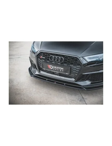 Lame de pare-chocs avant v.4 Maxton Design pour Audi RS3 8V Sportback restylée (depuis 2017) noir brillant