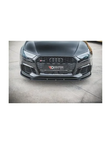 Lame de pare-chocs avant v.4 Maxton Design pour Audi RS3 8V Sportback restylée (depuis 2017) noir brillant