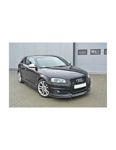 Lame de pare-chocs avant v.1 en ABS Maxton Design pour Audi S3 8P restylée (2009-2013) noir brillant