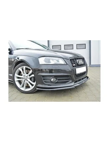 Lame de pare-chocs avant v.1 en ABS Maxton Design pour Audi S3 8P restylée (2009-2013) noir brillant