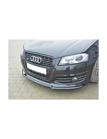 Lame de pare-chocs avant v.1 en ABS Maxton Design pour Audi S3 8P restylée (2009-2013) noir brillant