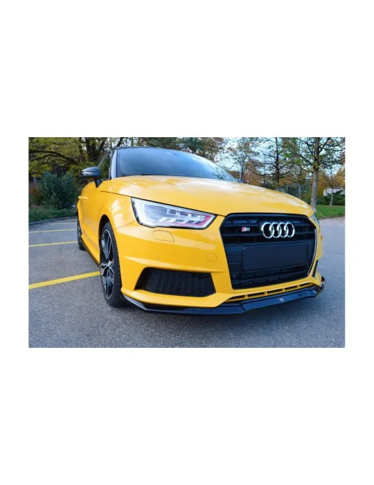 Lame de pare-chocs avant Maxton Design pour Audi S1 8X noir brillant, vue d'ensemble de la pièce